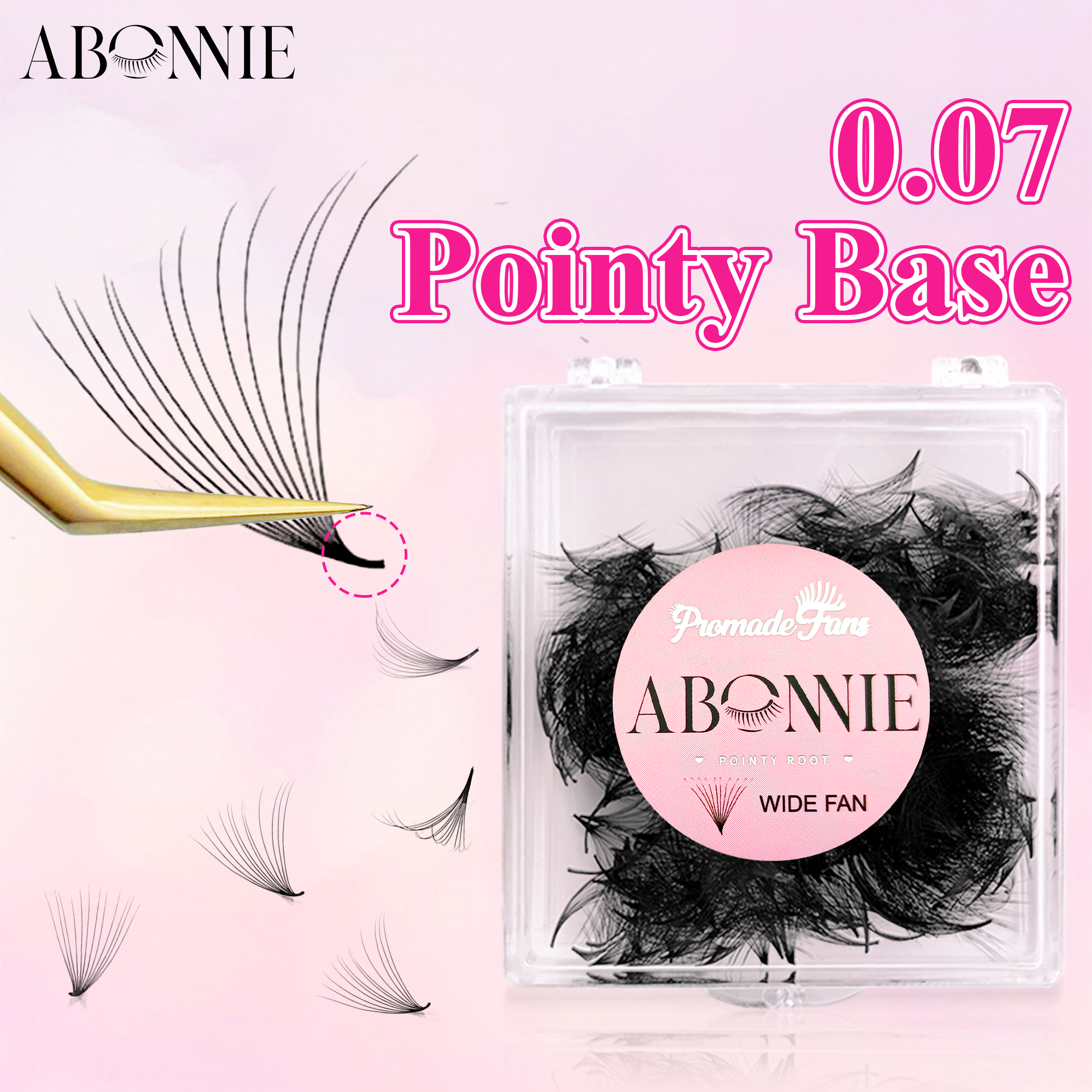 Lash Fan Volume - ABONNIE 500-ventilatoren Dunne puntige basis Scherpe